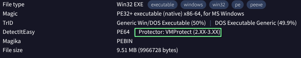 VirusTotal DiE Output